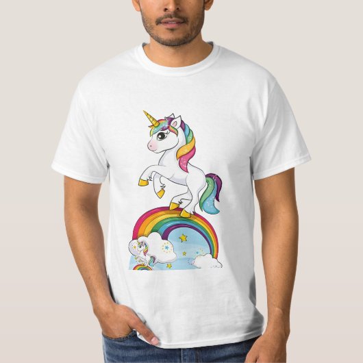 Rainbow Unicorn Lifesize Cardboard Cutout T-shirt (Voorkant)