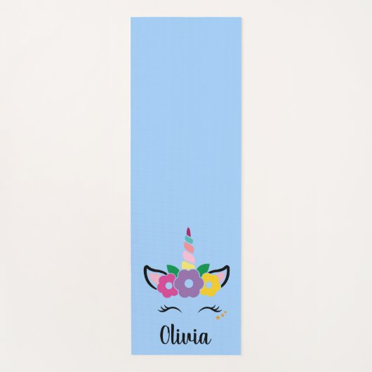 Rainbow Unicorn Light Blue Specialized Yoga Mat (Voorkant)