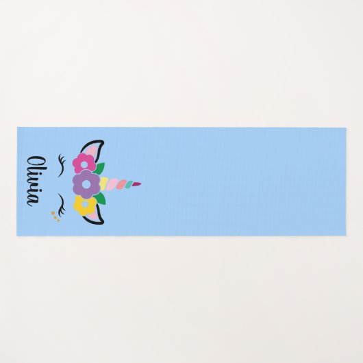 Rainbow Unicorn Light Blue Specialized Yoga Mat (Voorkant (horizontaal))