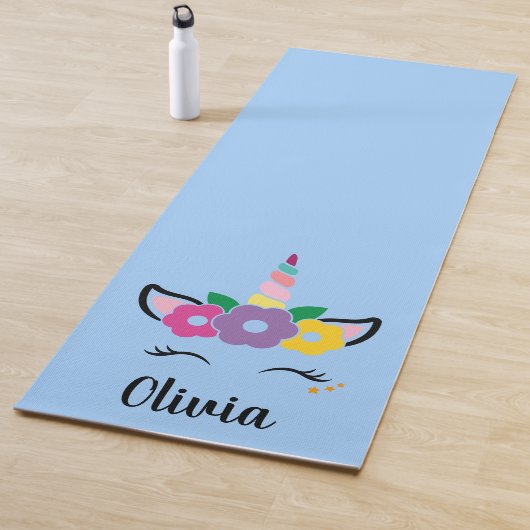 Rainbow Unicorn Light Blue Specialized Yoga Mat (In situ)