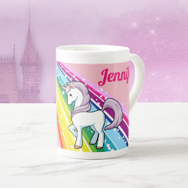 Rainbow Unicorn Little Girl's Cup Persoonlijke NAA Porselein Kop