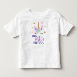 Rainbow Unicorn Love Heart Big Sister, gepersonali Kinder Shirts