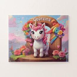 Rainbow Unicorn Magic gepersonaliseerd Legpuzzel