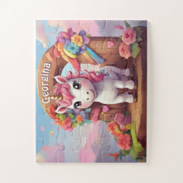 Rainbow Unicorn Magic gepersonaliseerd Legpuzzel