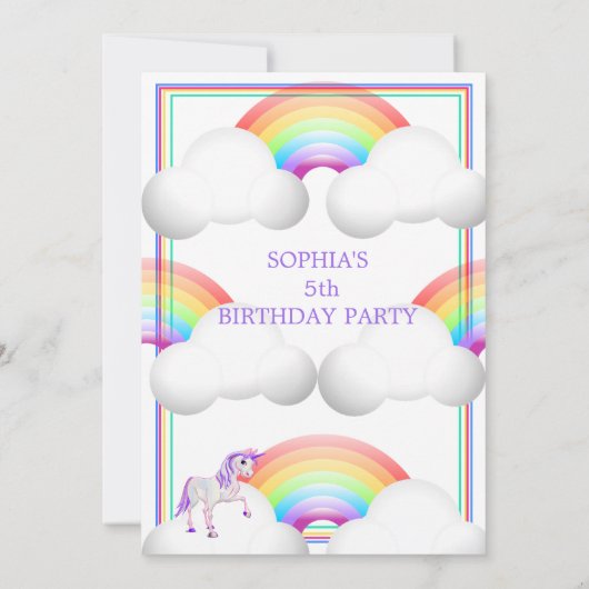 Rainbow Unicorn Magical Cute Birthday Kaart (Achterkant)