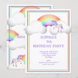 Rainbow Unicorn Magical Cute Birthday Kaart