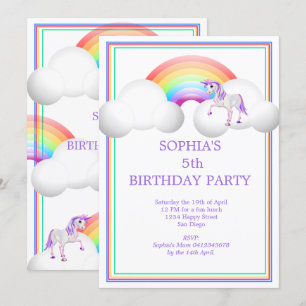 Rainbow Unicorn Magical Cute Birthday Kaart