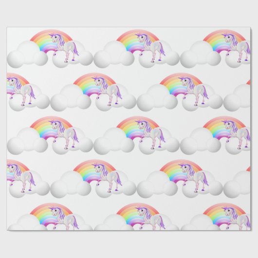 Rainbow Unicorn Magical Cute Cadeaupapier (Vlak)