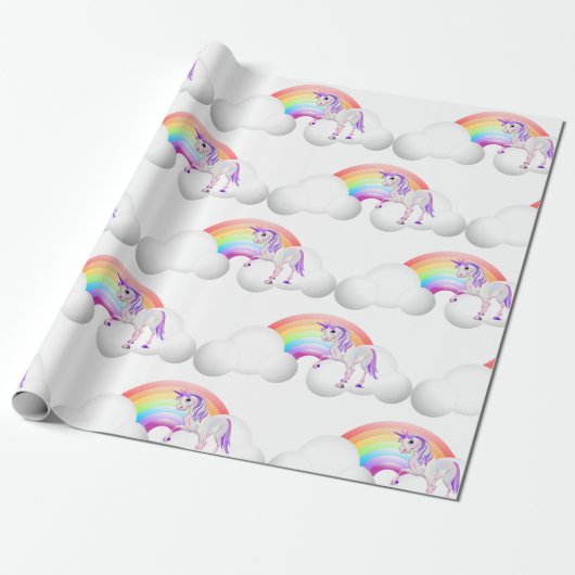 Rainbow Unicorn Magical Cute Cadeaupapier (Uitgerold)
