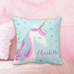 Rainbow Unicorn Magical Glitter Aqua Kussen
