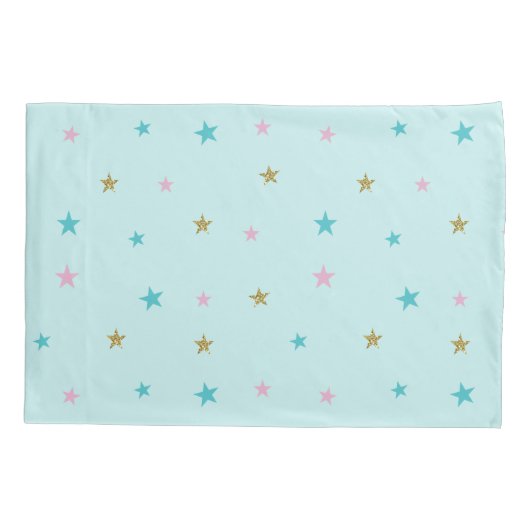 Rainbow Unicorn Magical Glitter Aqua Kussensloop (Achterkant)