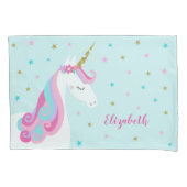 Rainbow Unicorn Magical Glitter Aqua Kussensloop (Voorkant)