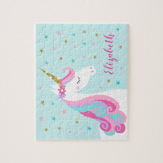 Rainbow Unicorn Magical Glitter Aqua Legpuzzel (Verticaal)