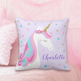 Rainbow Unicorn Magical Glitter Paars Kussen