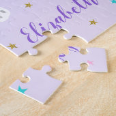 Rainbow Unicorn Magical Glitter Paars Legpuzzel (Zijkant)