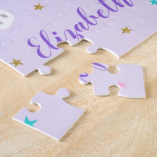 Rainbow Unicorn Magical Glitter Paars Legpuzzel (Zijkant)