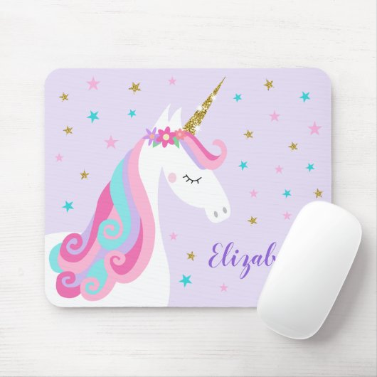 Rainbow Unicorn Magical Glitter Paars Muismat (Met muis)