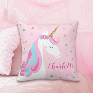 Rainbow Unicorn Magical Glitter Pink Kussen