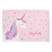 Rainbow Unicorn Magical Glitter Pink Kussensloop (Voorkant)
