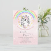 Rainbow Unicorn Magical Gold Pink Birthday Kaart (Staand voorkant)