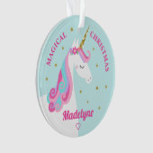 Rainbow Unicorn Magical Kerstmis Aqua Ornament (voorkant)