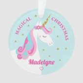 Rainbow Unicorn Magical Kerstmis Aqua Ornament (voorkant)