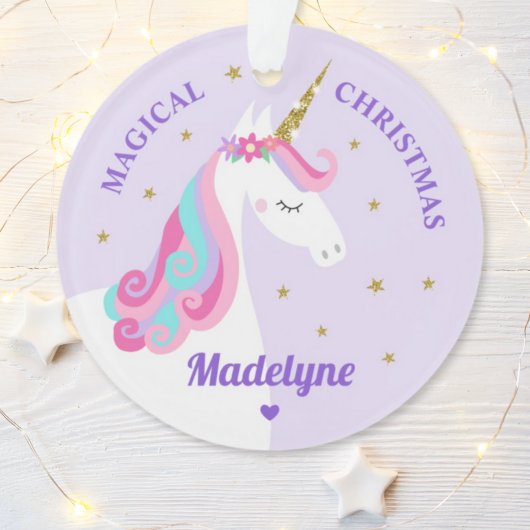 Rainbow Unicorn Magical KerstPaars Ornament