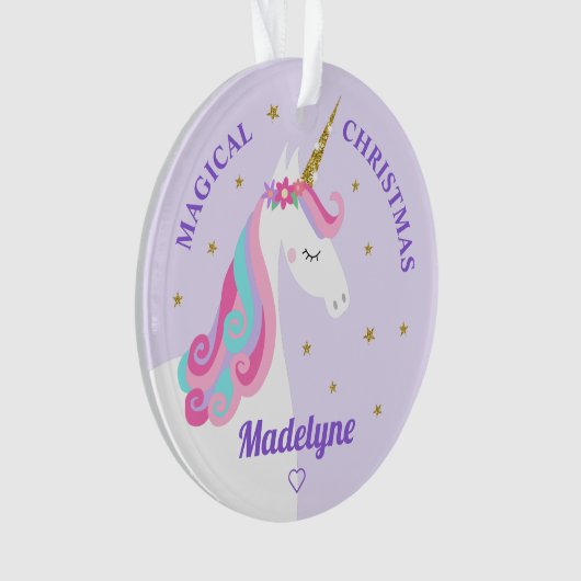 Rainbow Unicorn Magical KerstPaars Ornament (voorkant)