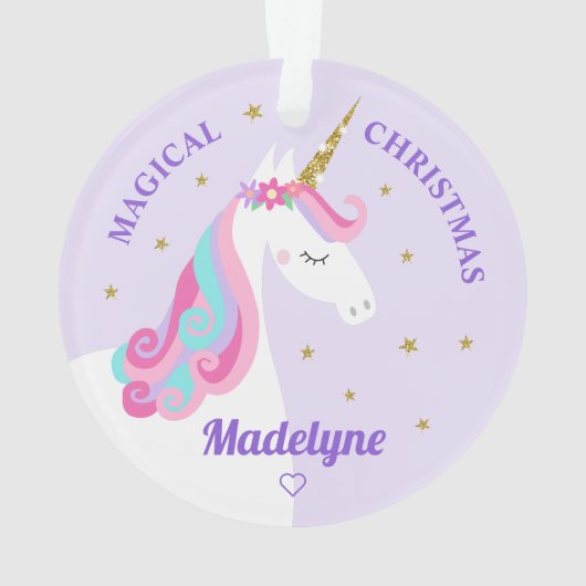 Rainbow Unicorn Magical KerstPaars Ornament (achterkant)