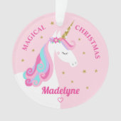 Rainbow Unicorn Magical Kerstroze Ornament (voorkant)