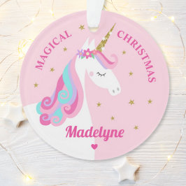 Rainbow Unicorn Magical Kerstroze Ornament