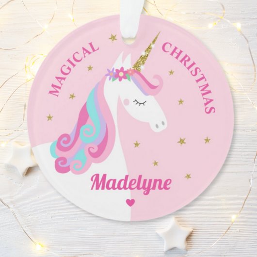 Rainbow Unicorn Magical Kerstroze Ornament