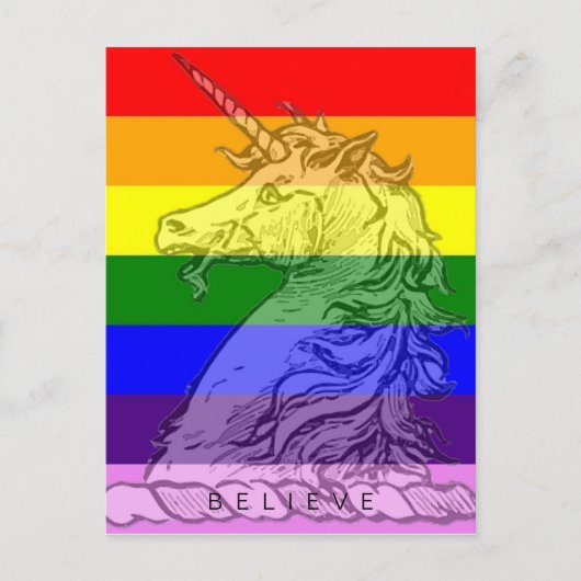 Rainbow Unicorn Magical LGBT Gay Pride Believe Briefkaart (Voorkant)