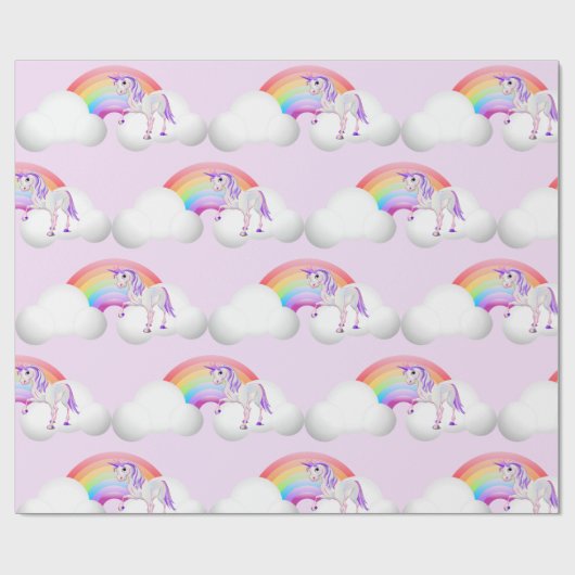 Rainbow Unicorn Magical Paars Cute Cadeaupapier (Vlak)