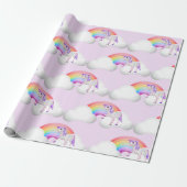 Rainbow Unicorn Magical Paars Cute Cadeaupapier (Uitgerold)