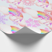Rainbow Unicorn Magical Paars Snow Flakes Cute Cadeaupapier (Hoek)