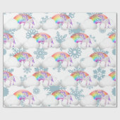 Rainbow Unicorn Magical Snow Flakes Cute Cadeaupapier (Vlak)