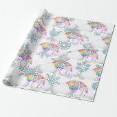 Rainbow Unicorn Magical Snow Flakes Cute Cadeaupapier (Uitgerold)