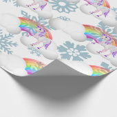 Rainbow Unicorn Magical Snow Flakes Cute Cadeaupapier (Hoek)