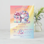 Rainbow Unicorn Magisch Moment Meisje Verjaardag Kaart (Staand voorkant)