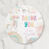 Rainbow Unicorn Meisje Verjaardag Bedankt Bedankjes Labels (Voorkant)