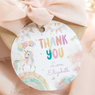 Rainbow Unicorn Meisje Verjaardag Bedankt Bedankjes Labels