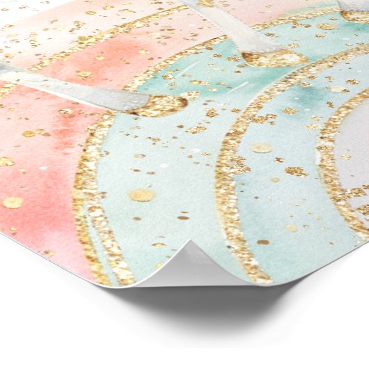 Rainbow Unicorn Meisje Verjaardag Welkom Poster (Hoek)