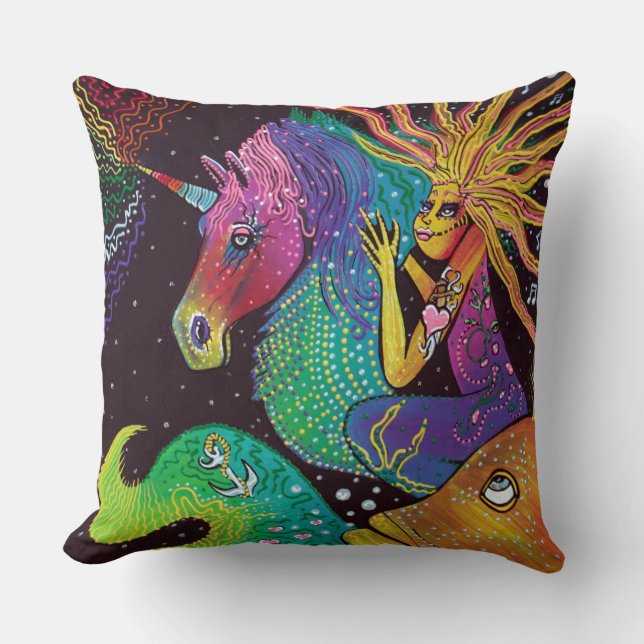 Rainbow Unicorn Mermaid Kussen (Voorkant)