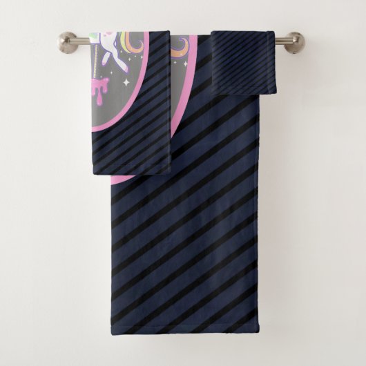 Rainbow Unicorn met gestreepte rug Bad Handdoek (Insitu)