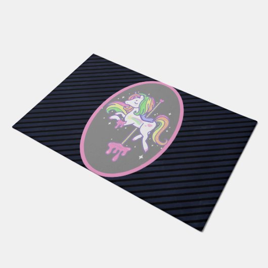 Rainbow Unicorn met gestreepte rug Deurmat (Schuin)