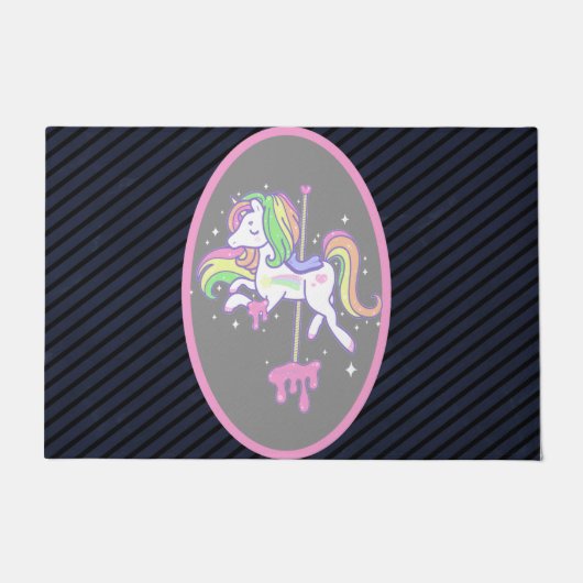 Rainbow Unicorn met gestreepte rug Deurmat (Voorkant)