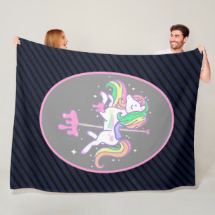 Rainbow Unicorn met gestreepte rug Fleece Deken