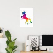 Rainbow Unicorn met Gold Horn Poster (Thuiskantoor)