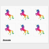 Rainbow Unicorn met Gold Horn Vierkante Sticker (Vel)